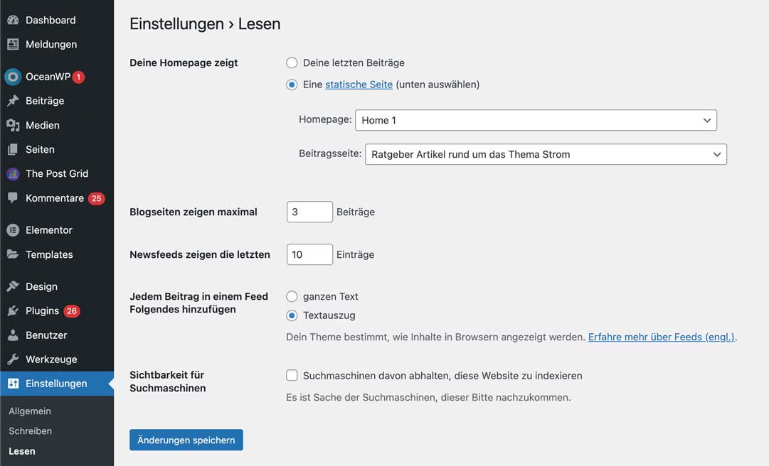 Wordpress Rss Feed Einstellnungen